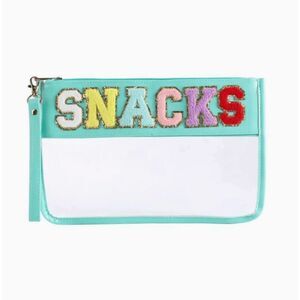 Stoney Clover Lane Style Blue Nylon PVC Transparent Chenille Patch "Snacks" Pouc